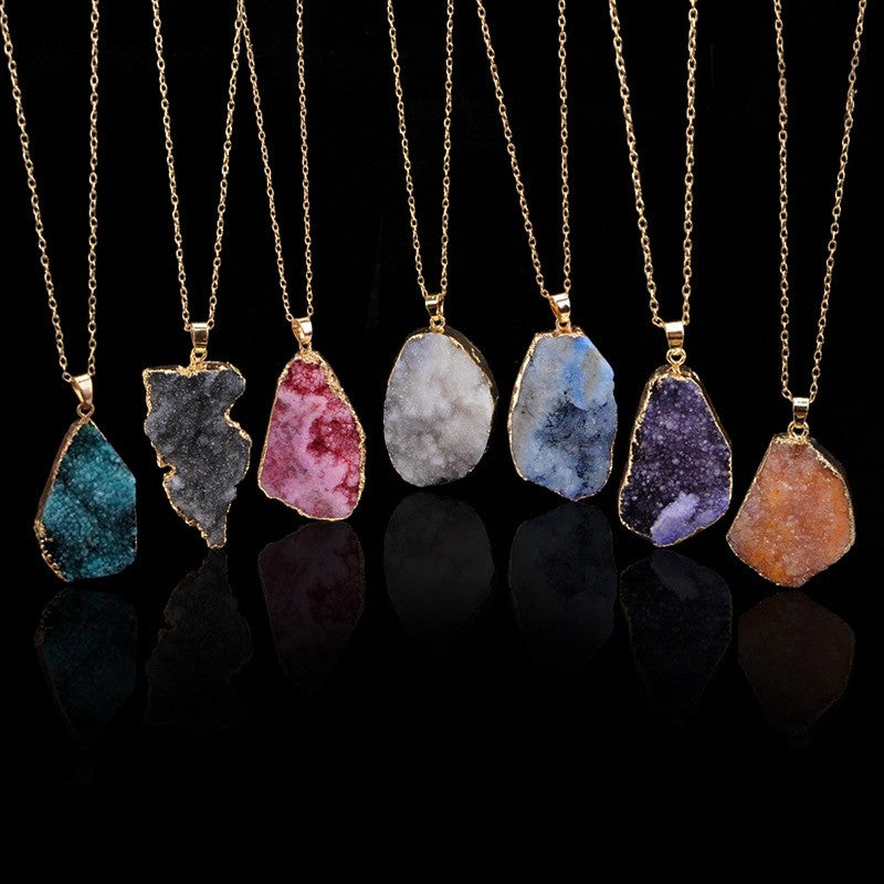 Rough Stone Clusters in Gold Pendant & Necklace