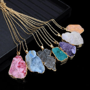 
            
                Load image into Gallery viewer, Rough Stone Clusters in Gold Pendant &amp;amp; Necklace
            
        